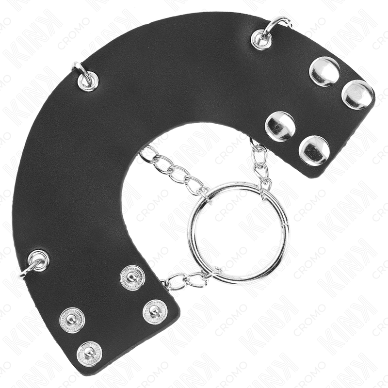 KINK - PENIS RING 4 CM CHAIN 7 CM METAL WITH LEATHER BELT - Amore24