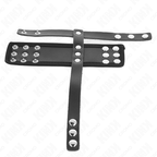 KINK - LEATHER PENIS CAGE RING WITH ADJUSTABLE COATED BALL DIVIDER STRAP - Amore24