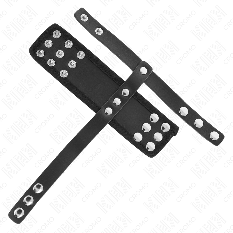 KINK - LEATHER PENIS CAGE RING WITH ADJUSTABLE COATED BALL DIVIDER STRAP - Amore24