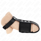 KINK - LEATHER PENIS CAGE RING WITH ADJUSTABLE COATED BALL DIVIDER STRAP - Amore24