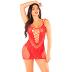 LEG AVENUE - MESH MINI DRESS WITH STRAPS RED - Amore24