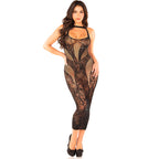 LEG AVENUE - SEAMLESS FITTED LONG DRESS BLACK ONE SIZE - Amore24