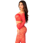LEG AVENUE - CROP TOP + STOCKINGS RED ONE SIZE - Amore24