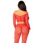 LEG AVENUE - CROP TOP + STOCKINGS RED ONE SIZE - Amore24