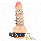 KINK - LEATHER PENIS RING WITH LOCK STRAP 21 X 2 CM AND 5 METAL RINGS FROM 3 CM TO 4 CM - Amore24