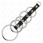 KINK - 5 METAL PENIS RINGS 3.2 CM TO 5 CM CONNECTED BY LEATHER - Amore24