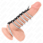 KINK - 7 METAL PENIS RINGS 3.2 CM TO 5 CM CONNECTED BY LEATHER - Amore24