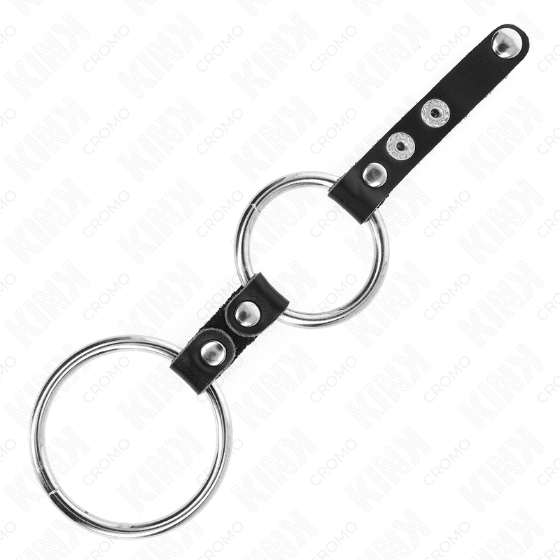 KINK - DOUBLE PENIS RING 3.8 CM TO 5 CM CONNECTED BY LEATHER - Amore24