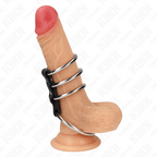 KINK - 4 METAL PENIS RINGS 3.7 CM TO 5 CM CONNECTED BY LEATHER - Amore24