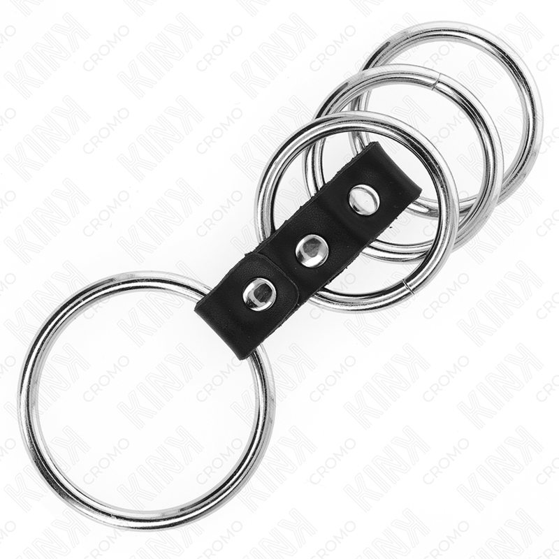 KINK - 4 METAL PENIS RINGS 3.7 CM TO 5 CM CONNECTED BY LEATHER - Amore24
