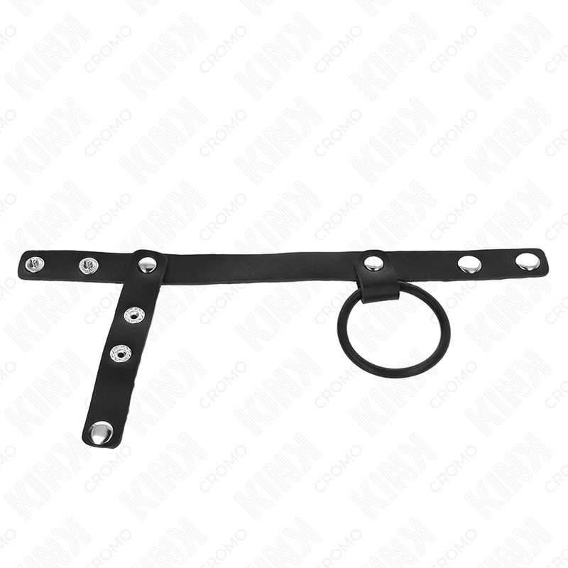 KINK - SILICONE PENIS RING 3.8 CM WITH BALL DIVIDER AND LEATHER STRAP 22 X 1.5 CM - Amore24