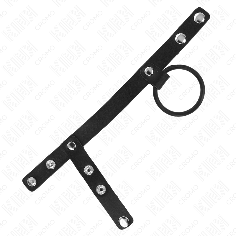 KINK - SILICONE PENIS RING 3.8 CM WITH BALL DIVIDER AND LEATHER STRAP 22 X 1.5 CM - Amore24