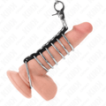 KINK - 7 METAL PENIS RINGS 3.8 CM TO 5 CM CONNECTED WITH LEATHER AND METAL CHAIN 100 CM - Amore24