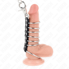 KINK - 7 METAL PENIS RINGS 3.8 CM TO 5 CM CONNECTED WITH LEATHER AND METAL CHAIN 100 CM - Amore24