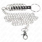 KINK - 7 METAL PENIS RINGS 3.8 CM TO 5 CM CONNECTED WITH LEATHER AND METAL CHAIN 100 CM - Amore24