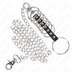 KINK - 7 METAL PENIS RINGS 3.8 CM TO 5 CM CONNECTED WITH LEATHER AND METAL CHAIN 100 CM - Amore24