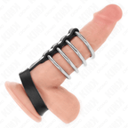 KINK - 4 METAL PENIS RINGS 3.8 CM CONNECTED WITH LEATHER STRAP 22 X 1.5 CM AND PRESSURE CLOSURE - Amore24
