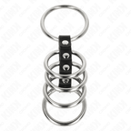 KINK - 5 PENIS RINGS 3.7 CM TO 5 CM METAL CONNECTED BY LEATHER - Amore24