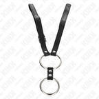 KINK - DOUBLE METAL PENIS RING 3.8 CM TO 5 CM WITH LEATHER BELT 112 CM - Amore24