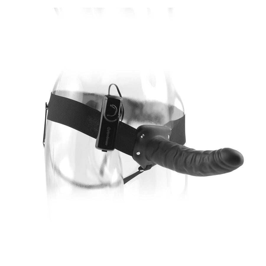 FETISH FANTASY SERIES - 19 CM VIBRATING HOLLOW STRAP - ON BLACK - Amore24