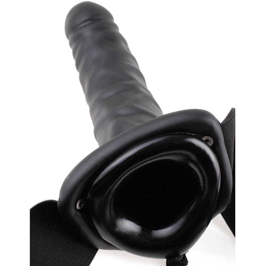 FETISH FANTASY SERIES - 19 CM VIBRATING HOLLOW STRAP - ON BLACK - Amore24