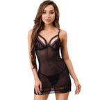 LIVCO CORSETTI FASHION - TIANA LC 20208 CHEMISE + THONG BLACK L/XL - Amore24