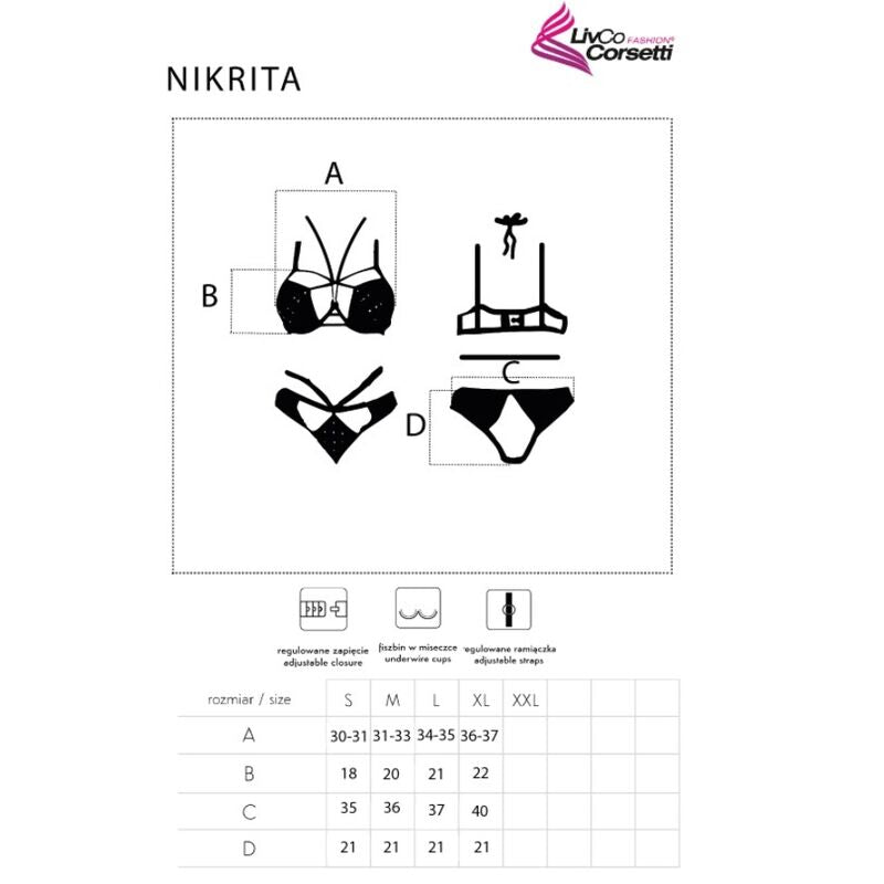 LIVCO CORSETTI FASHION - NIKRITA LC 90647 BRA + PANTIES BLACK S - Amore24