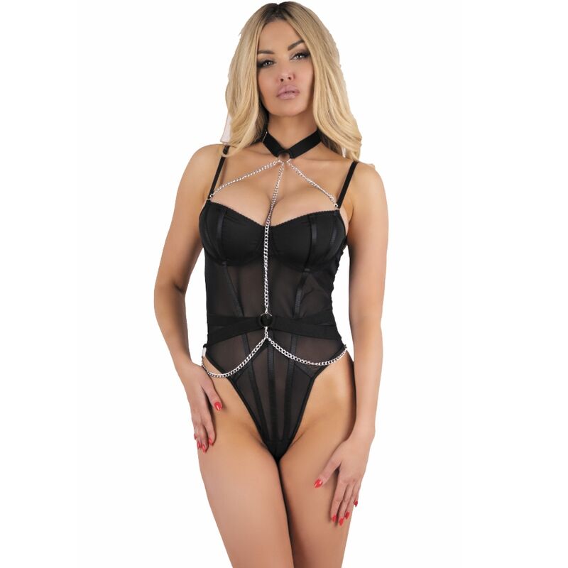 LIVCO CORSETTI FASHION - RUBIKA LC XG079 BODY WITH CHOKER BLACK XL - Amore24