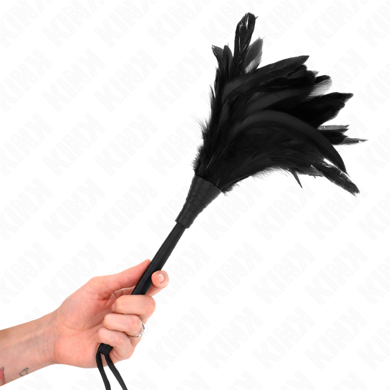 KINK - BLACK MAIDS HORN SHAPED TICKLE CHICKEN FEATHERS 36 CM - Amore24