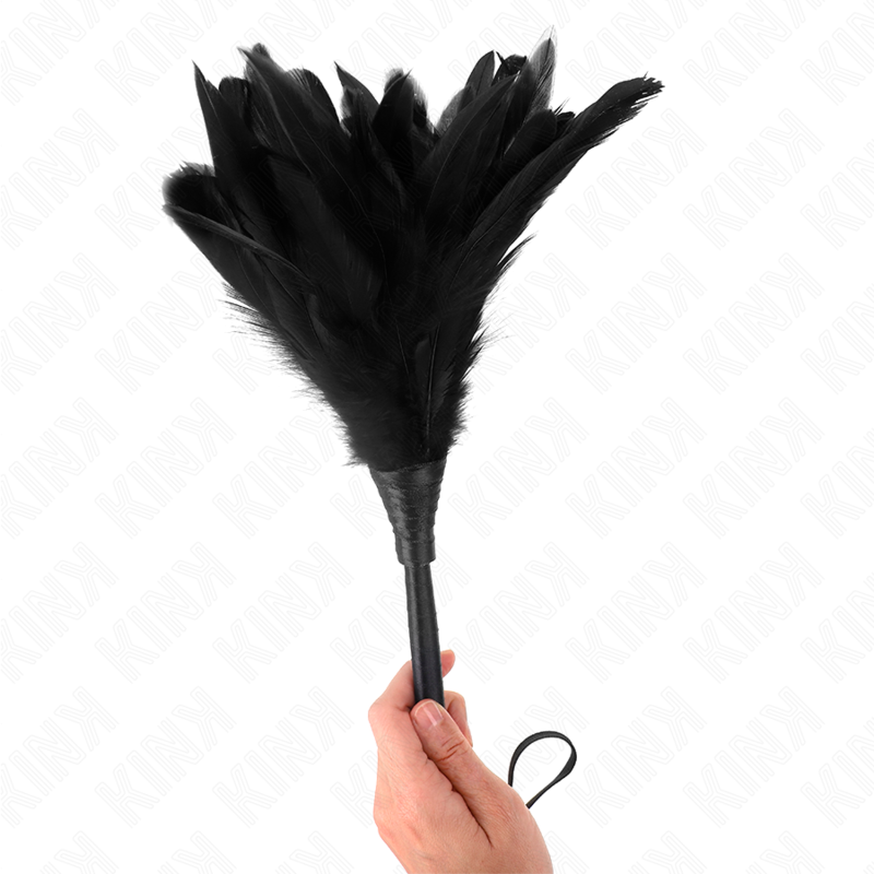 KINK - BLACK MAIDS HORN SHAPED TICKLE CHICKEN FEATHERS 36 CM - Amore24