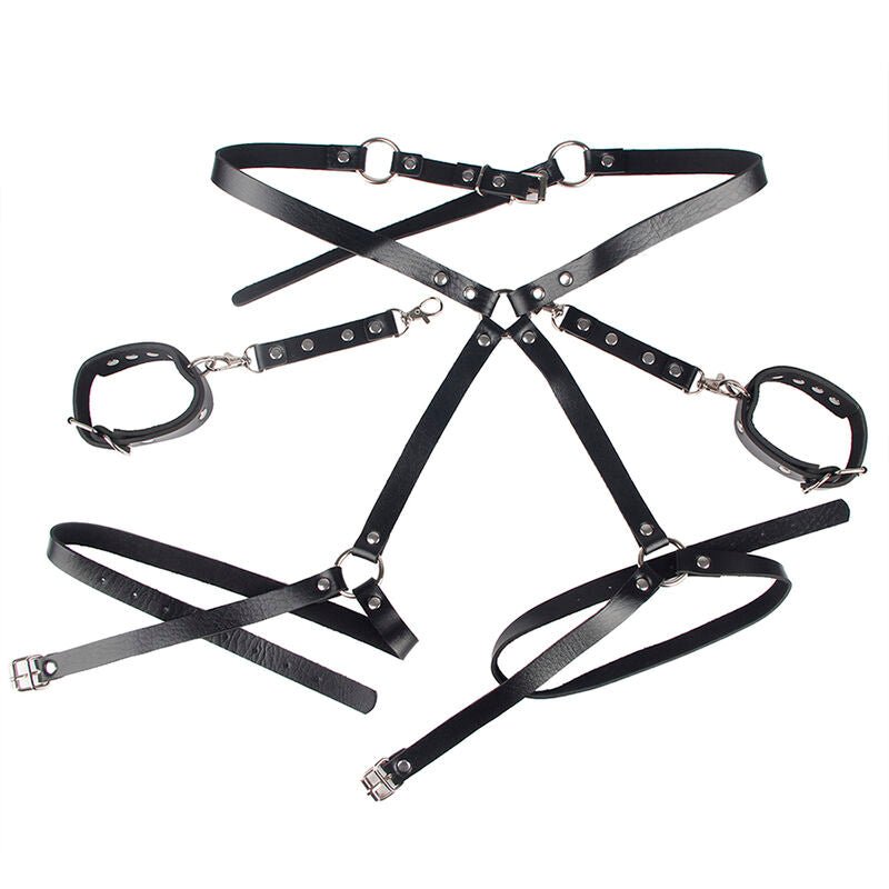 SUBBLIME - 953690 HANDCUFFS WITH BONDAGE BELT BLACK ONE SIZE - Amore24