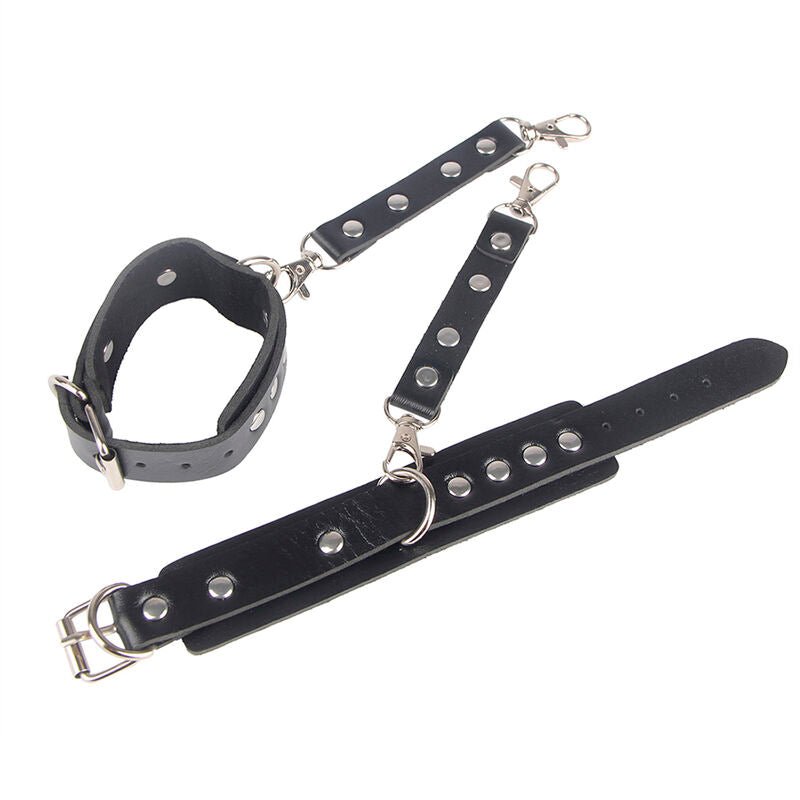 SUBBLIME - 953690 HANDCUFFS WITH BONDAGE BELT BLACK ONE SIZE - Amore24