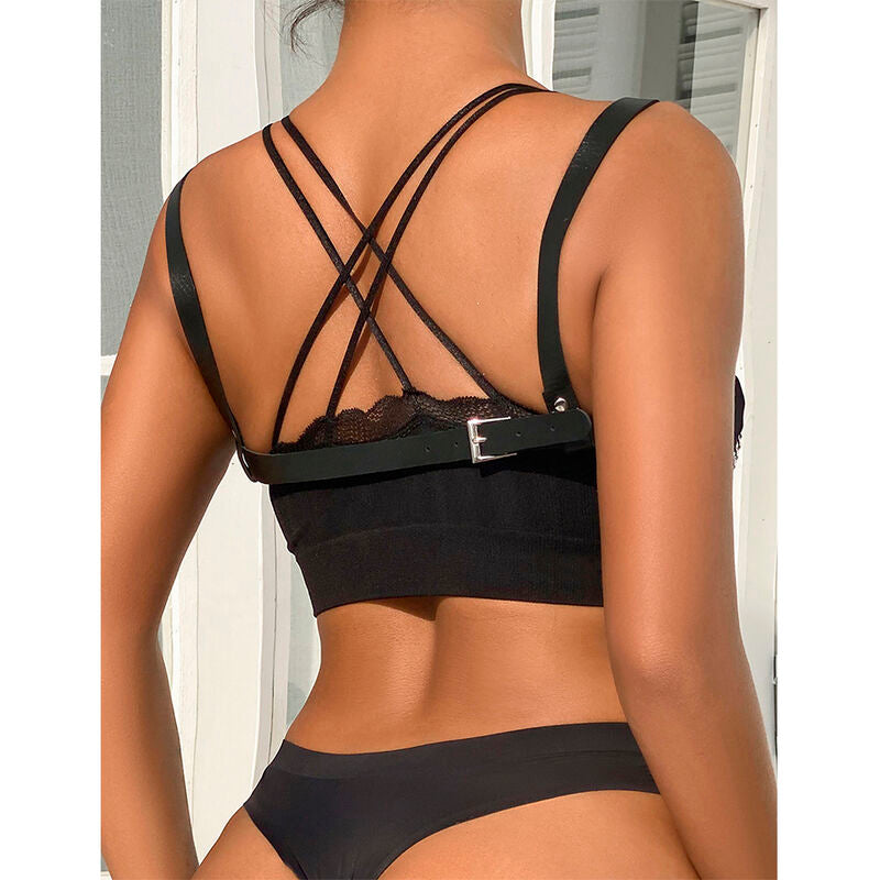 SUBBLIME - 953713 PUNK BONDAGE BELT METAL BUCKLE BLACK ONE SIZE - Amore24