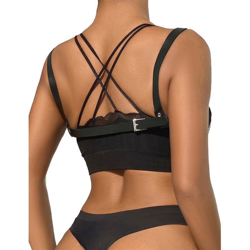 SUBBLIME - 953713 PUNK BONDAGE BELT METAL BUCKLE BLACK ONE SIZE - Amore24