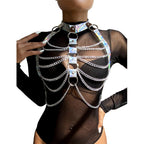 SUBBLIME - 953737 CHEST HARNESS WITH RINGS AND CHAINS SILVER ONE SIZE - Amore24