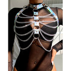 SUBBLIME - 953737 CHEST HARNESS WITH RINGS AND CHAINS SILVER ONE SIZE - Amore24