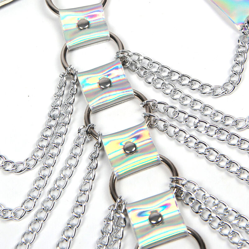 SUBBLIME - 953737 CHEST HARNESS WITH RINGS AND CHAINS SILVER ONE SIZE - Amore24