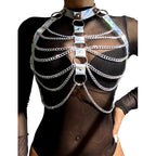 SUBBLIME - 953737 CHEST HARNESS WITH RINGS AND CHAINS SILVER ONE SIZE - Amore24