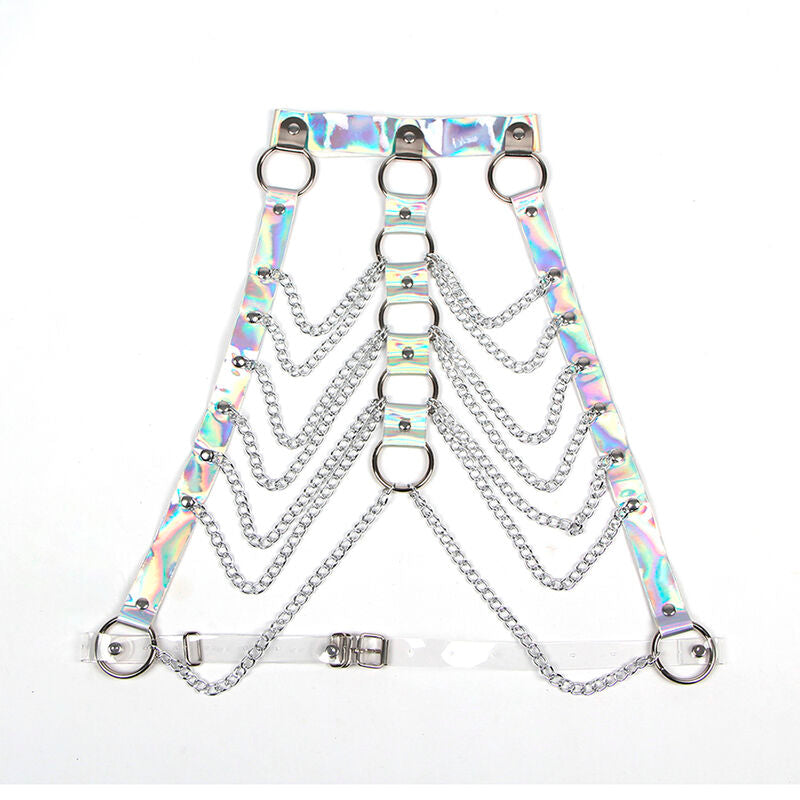 SUBBLIME - 953737 CHEST HARNESS WITH RINGS AND CHAINS SILVER ONE SIZE - Amore24
