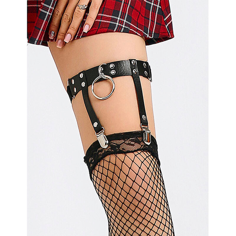 SUBBLIME - 953744 ADJUSTABLE LEATHER PUNK GARTER BLACK ONE SIZE - Amore24