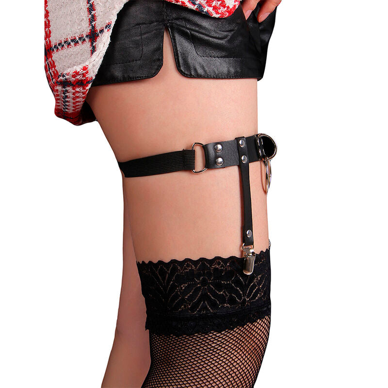 SUBBLIME - 953744 ADJUSTABLE LEATHER PUNK GARTER BLACK ONE SIZE - Amore24
