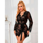 SUBBLIME - 953751 LACE NIGHTGOWN + THONG BLACK S/M - Amore24