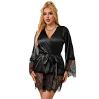 SUBBLIME - 953805 ELEGANT LACE PAJAMAS + THONG BLACK L/XL - Amore24