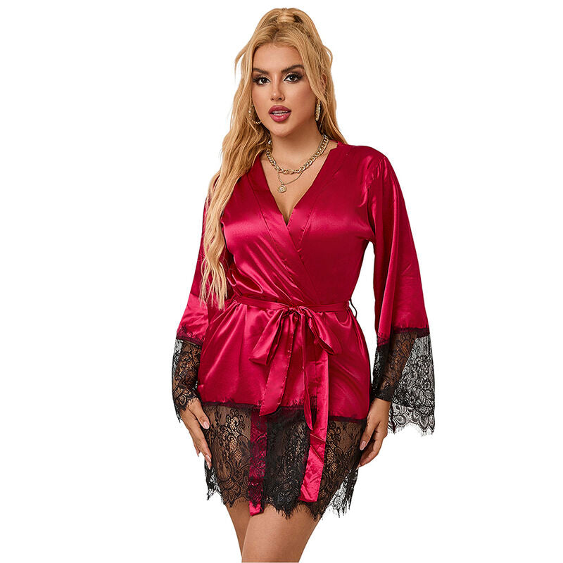 SUBBLIME - 953829 ELEGANT LACE PAJAMAS + THONG RED L/XL - Amore24