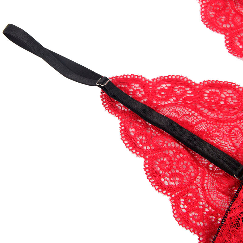 SUBBLIME - 953898 SILK AND LACE NIGHTGOWN + PANTIES RED S/M - Amore24