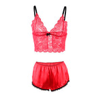 SUBBLIME - 953898 SILK AND LACE NIGHTGOWN + PANTIES RED S/M - Amore24