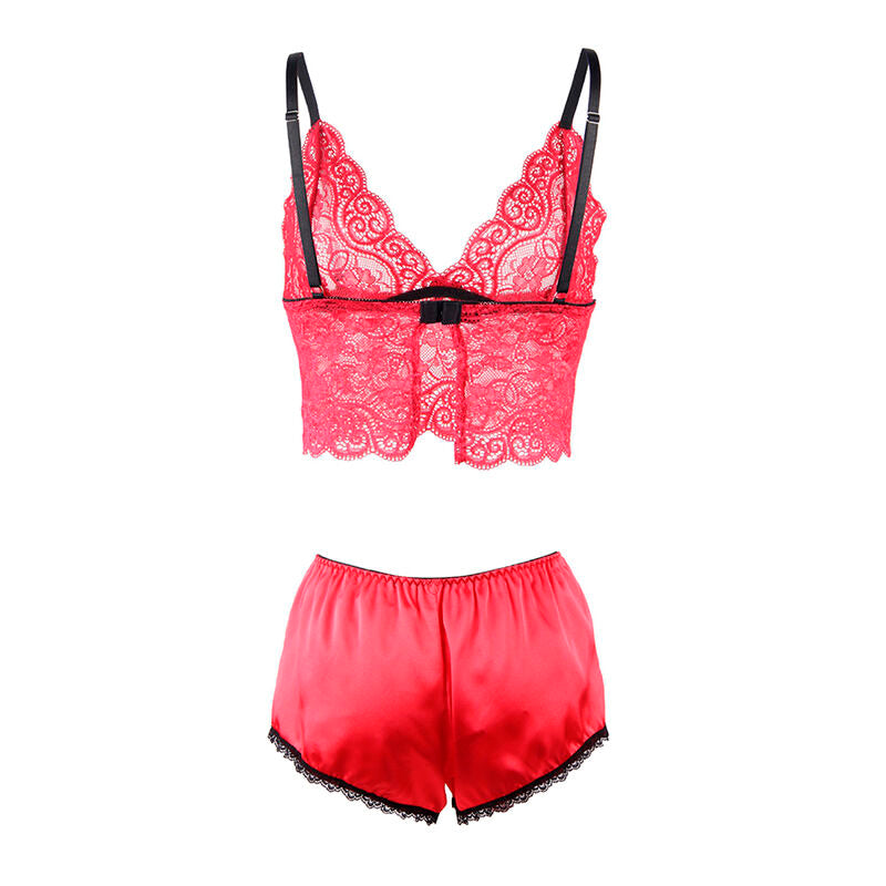 SUBBLIME - 953898 SILK AND LACE NIGHTGOWN + PANTIES RED S/M - Amore24