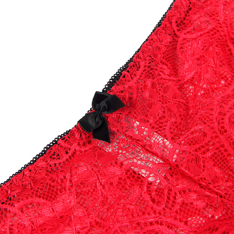 SUBBLIME - 953898 SILK AND LACE NIGHTGOWN + PANTIES RED S/M - Amore24