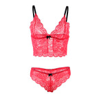SUBBLIME - 953904 SILK AND LACE NIGHTGOWN + PANTIES RED L/XL - Amore24