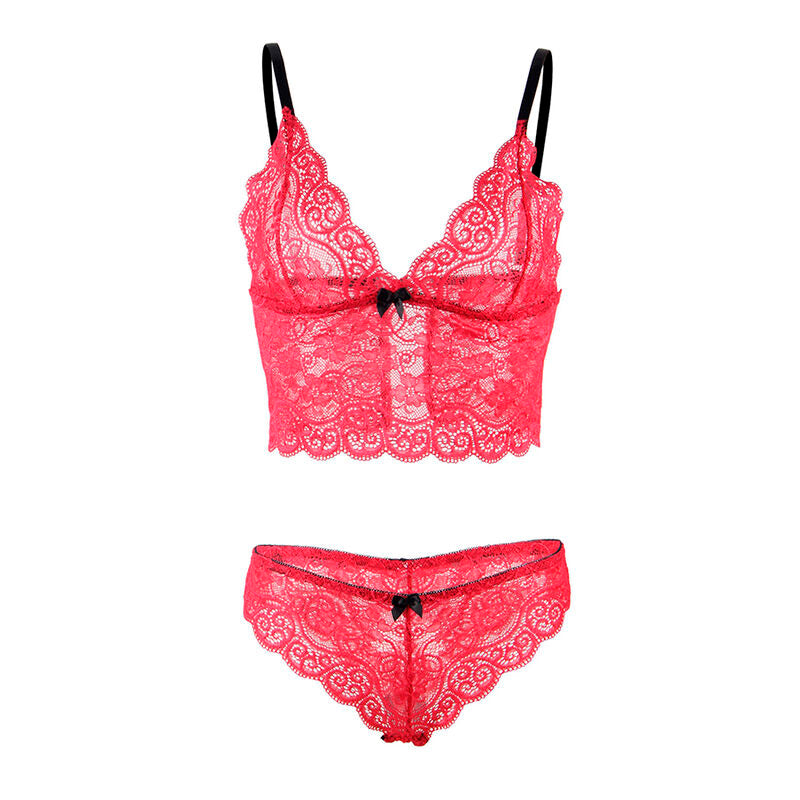 SUBBLIME - 953904 SILK AND LACE NIGHTGOWN + PANTIES RED L/XL - Amore24